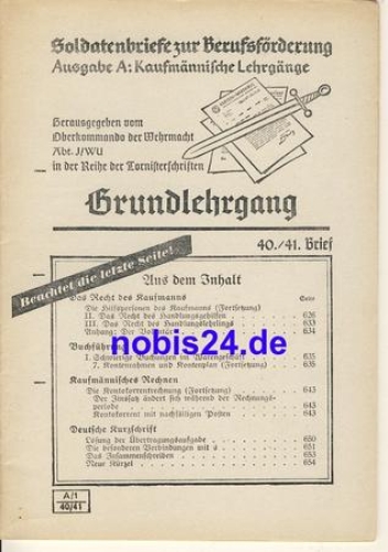 Kaufmann basic course letter 40/41 ca.1942 booklet 30 pages