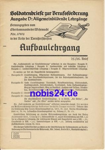 Advanced course letter 25/26 around 1942, booklet 30 pages