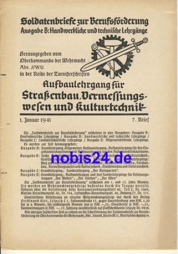 Course in road construction, surveying and cultural technology letter 1941