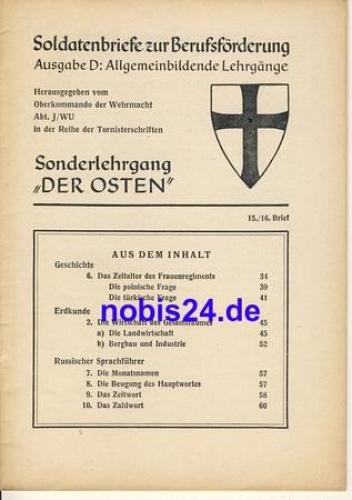 Special course The East Letter 15/16 ca.1942 issue 30 pages