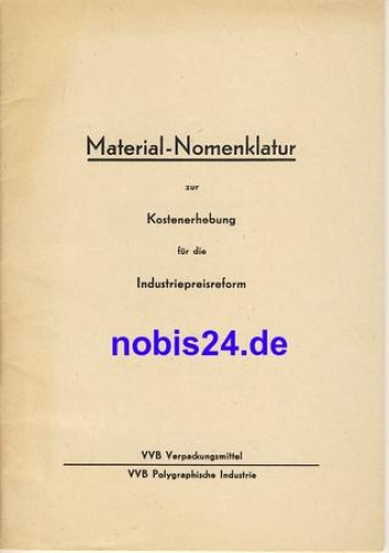 Material Nomenklatur VVB Verpackung 1964