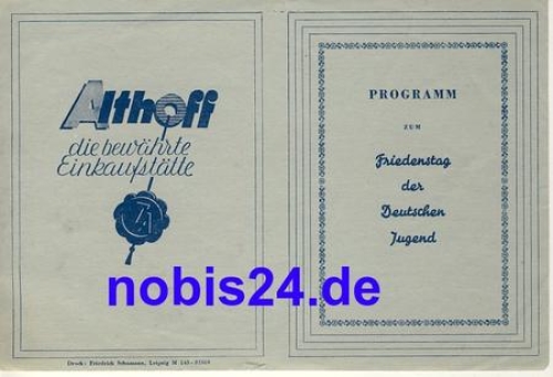 Peace Day of the German Youth ca.1955 Admission ticket 130 x 200 mm