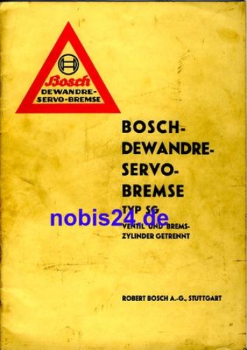 Bosch Stuttgart Dewand reserve brake ca.1950 Din A4 booklet 22 pages