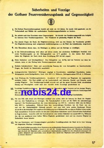 Gothaer Feuerversicherung Werbeblatt ca.1933