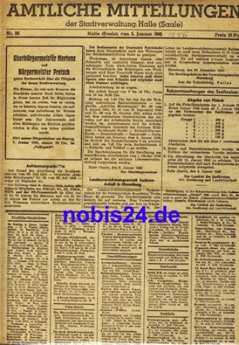 Stadtverwaltung Halle Amtliche Mitteilungen 1946 A4