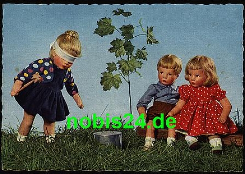 Käthe Kruse doll card used 1961