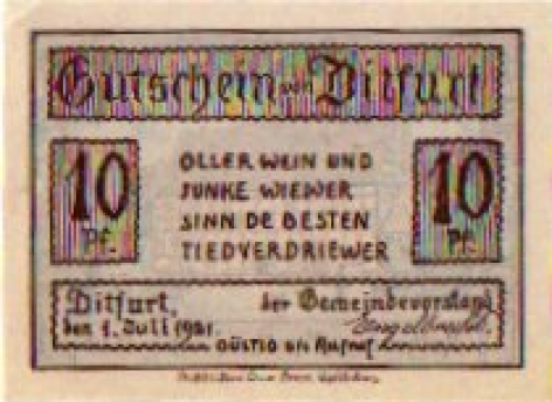 06484 Ditfurt city emergency money worth 10 pfennigs 1921