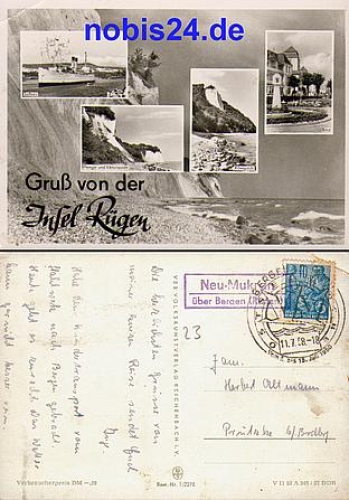 18546 Neu-Mukran country postmark on postcard o July 11, 1958