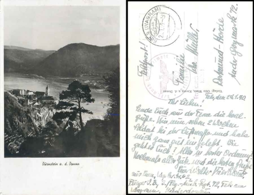 3rd Flak Training Regiment 72 Detmold Frei by detachment Reich Feldpost 2nd World War o Fels (Wagram) 2.1.1940