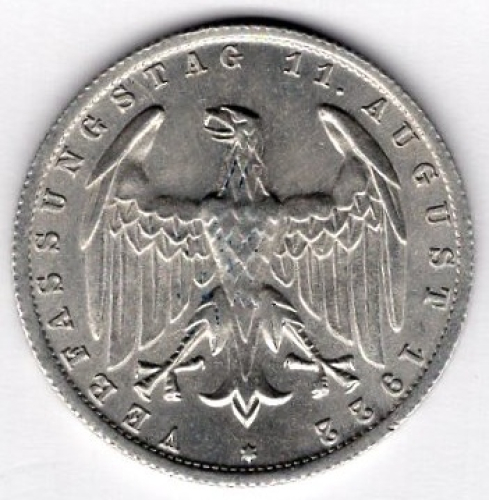 3 Mark 1922 J Weimar Republic Constitution Day