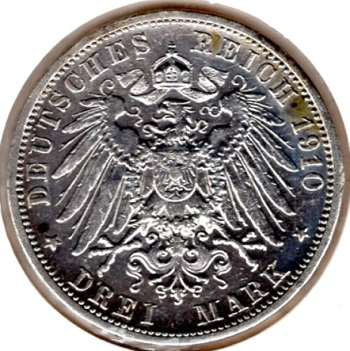 3 Mark Baden 1910 Friedrich II Silbermünze