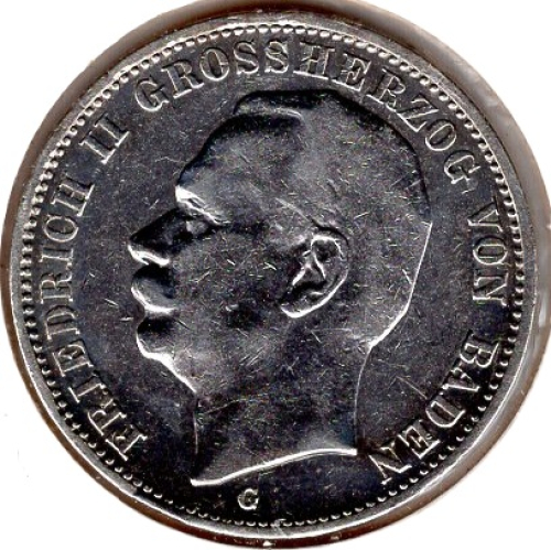 3 Mark Baden 1910 Friedrich II Silbermünze