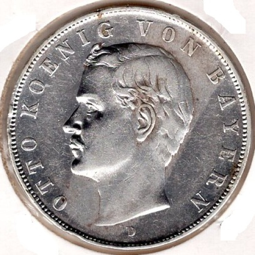 3 Mark Bavaria 1910 Otto Silver Coin