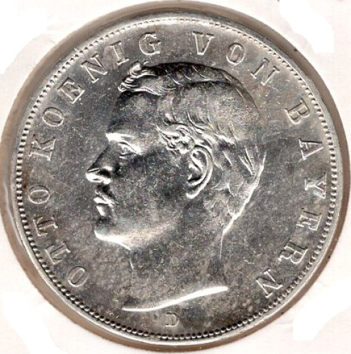 3 Mark Bavaria 1911 Otto Silver Coin