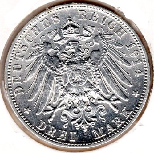 3 Mark Bavaria 1914 Ludwig III