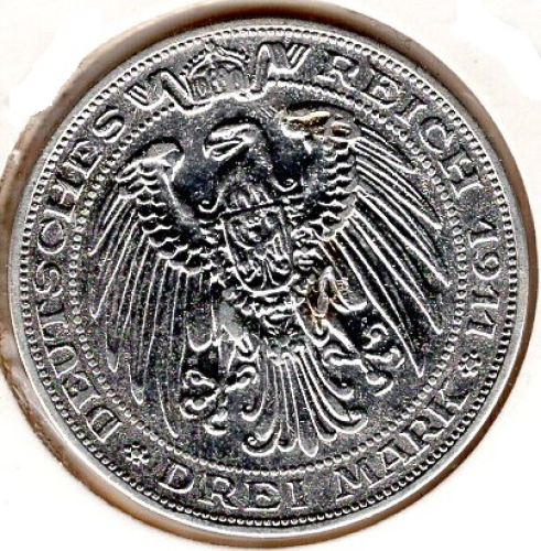 3 Prussian Marks 1911 100 Years of the University of Breslau Silver Coin