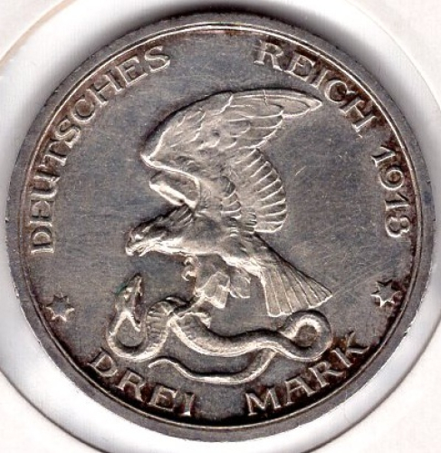 3 Mark Prussia 1913 Centenary of the Wars of Liberation Silver Coin