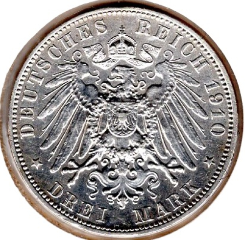 3 Mark Sachsen 1910 Friedrich August Silbermünze