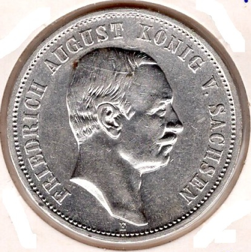3 Mark Saxony 1910 Friedrich August silver coin