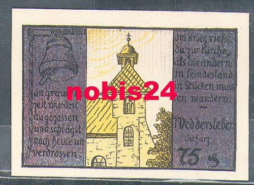 06502 Weddersleben Städtenotgeld 75 Pfennig 1921