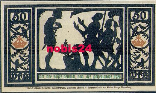06484 Quedlinburg Städtenotgeld Wert 50 Pfennige Kaiser Heinrich, hoch leben, 1921