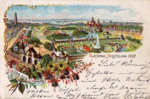 Hamburg General Garden Exhibition Chromolithograph gebr. circa 1897