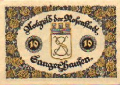 06526 Sangerhausen, city emergency money, value 10 Pfennig 1921