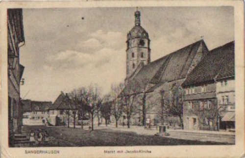 06526 Sangerhausen, Markt mit Jacobi-Kirche o 9.6.1915