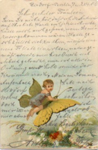 Kind auf Schmetterling fliegend o 22.4.1901