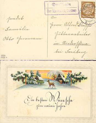01738 Dorfhain Posthilfsstellenstempel o02.1.1937