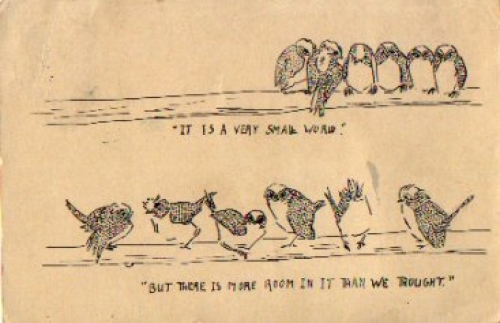 Birds perched on a branch, narrow world, but more space o 22.7.1911