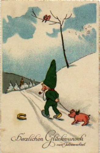 Dwarf with pig o December 23, 1928