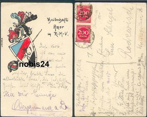 Leibschaft Amor in the R-M-V Studentica artist card K. Wetzel o 18.8.1923