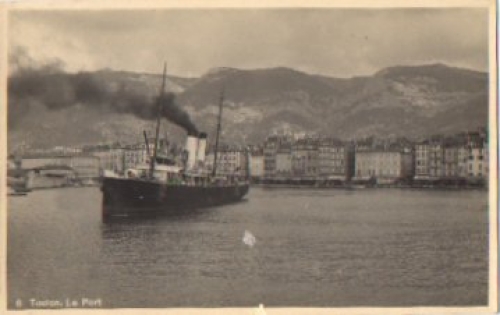 Toulon harbor steamship real photo *ca. 1930