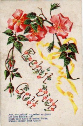 Rosen mit Knospen "Behüt dich Gott" gebr. ca. 1915