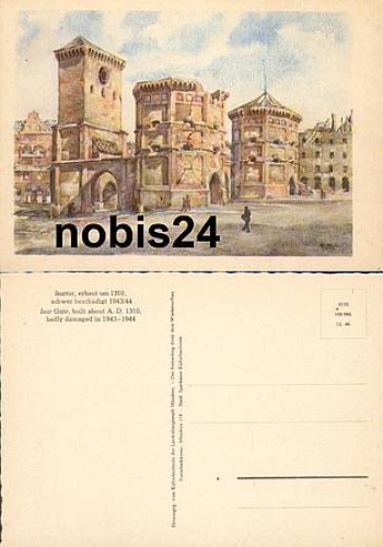 Munich Isartor destruction II.WK artist card 1946