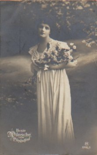 Frau mit Blumen, Serienkarte, Nr. 5775/1 gebr. ca. 1920