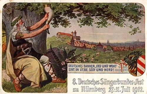 Nuremberg 8th German Singers' Association Festival Event Card Litho Gebr. 1912