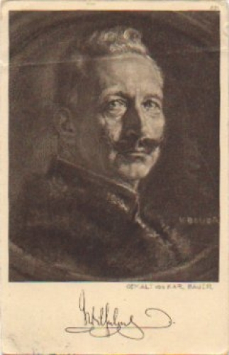 Kaiser Wilhelm II, artist card K. Bauer, o June 14, 1916