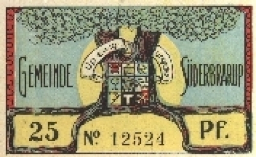 24392 Süderbrarup Schleswig Holstein Emergency money voucher for 25 Pf. No. 12524 around 1920