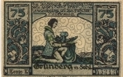 Grünberg emergency money over 75 Pf. No. 45242 Silesia around 1920