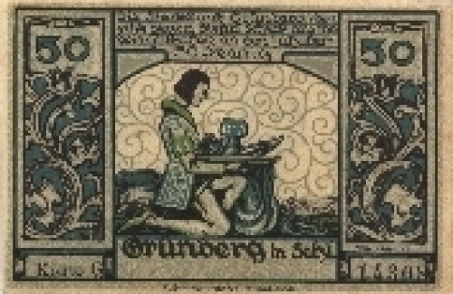 Grunberg Silesia emergency money over 50 Pf., No. 14308 around 1920