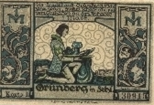 Grünberg Silesia  emergency money  Voucher for 1 Mark No. 30915 around 1921