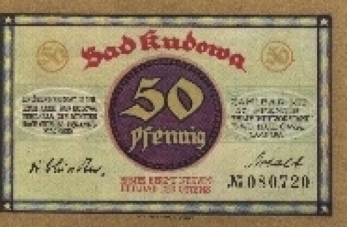 Bad Kudowa Silesia  Emergency money voucher for 50 Pf. No. 080720 around 1920
