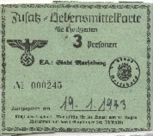 Merseburg additional food card No. 000245, January 19, 1943