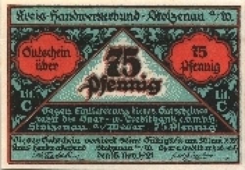 31592 Stolzenau Weser  Notgeld 75 Pfennig 1922