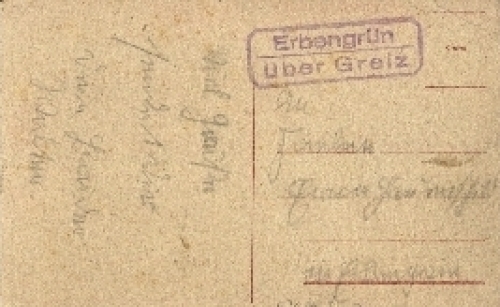 07985 Erbengruen via Greiz post office postmark o around 1930