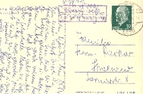 15752 Kolberg Mark post office stamp on postcard o 14.8.1963