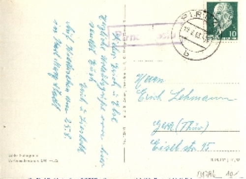 01796 Pirna post office stamp on postcard o August 19, 1963