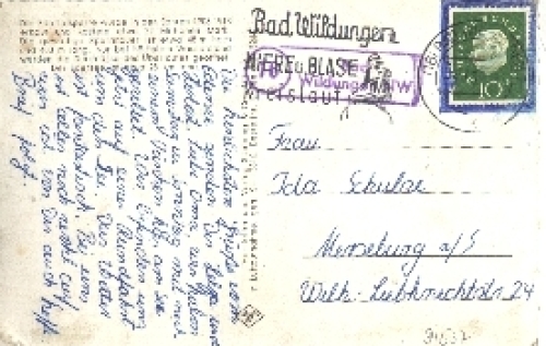 34537 Bad Wildungen Posthilfsstellenstempel auf AK o 1959